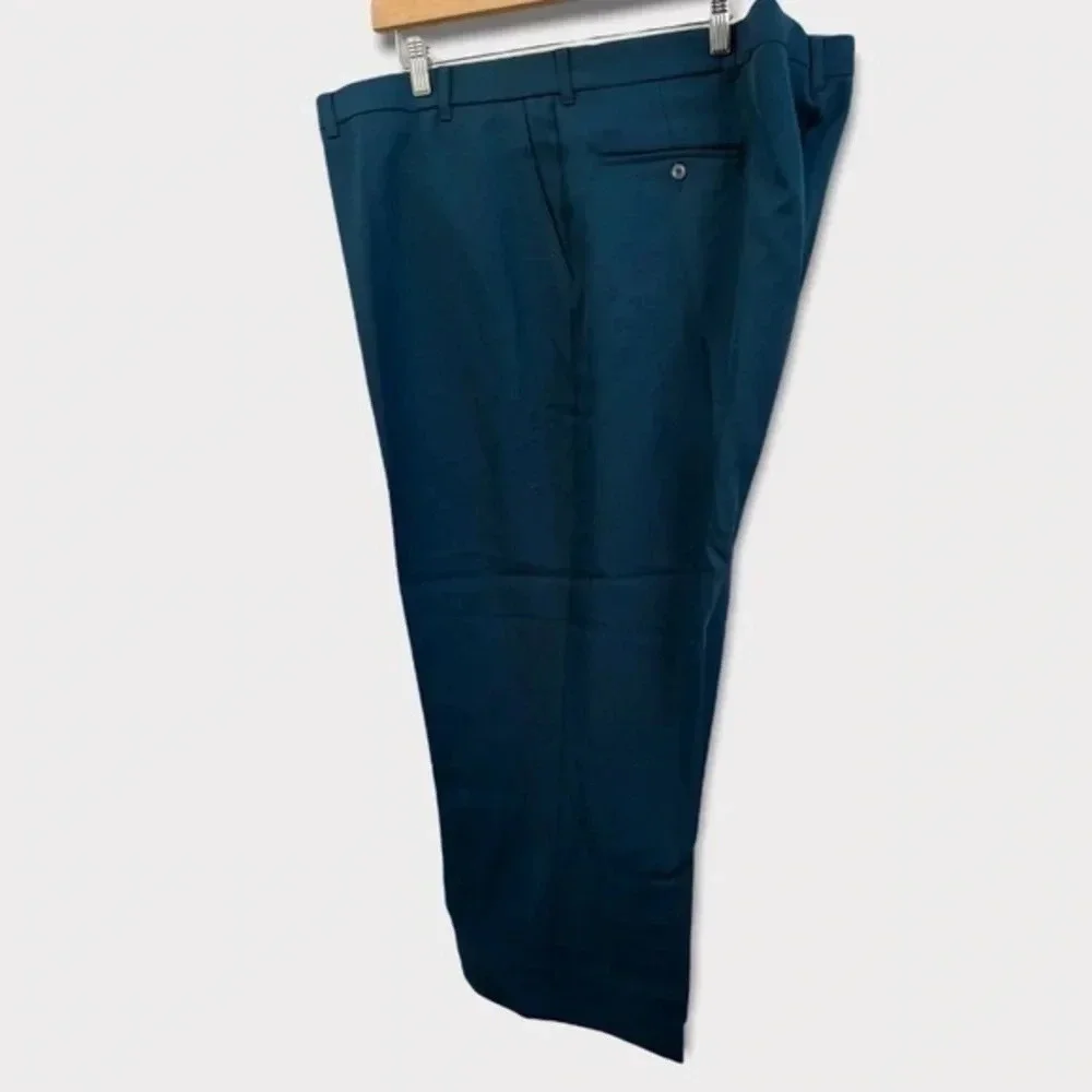 Haband Mens Executive Division Garbadine Dress Hemmed Slacks Green Size 50 x 25‎